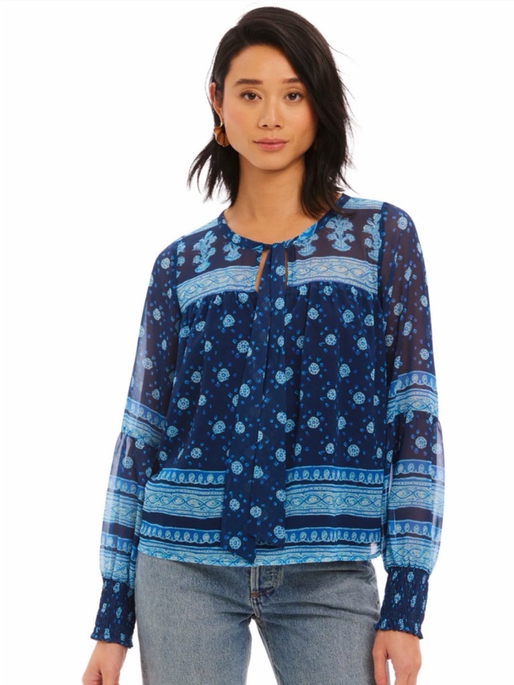 Allison Navy Floral Blouse